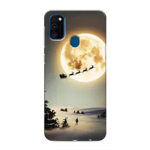 Новорічні, Святкові Чохли для Samsung Galaxy M31 - 2024 год (Санта на місяці)