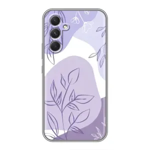 Силиконовый чехол с принтом в цветах на Samsung Galaxy M32 5g (Фиолетовые листья абстракция)