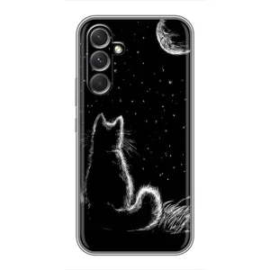 Чохол з принтом для Samsung Galaxy M32 5g (AlphaPrint) Модні коти (Котик і місяць)