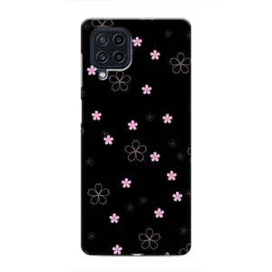Чохол з розовим принтом для Samsung Galaxy M32 (Рожеві квіти на чорному)