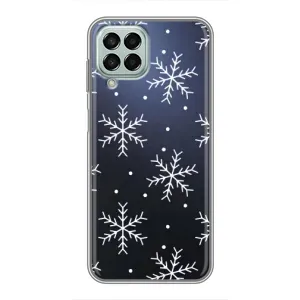 Зимні Чохли для Samsung Galaxy M33 (5G) (М336B) - прозорий фон (Білі сніжинки)