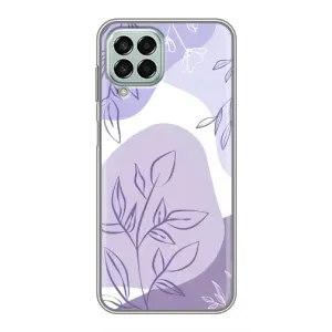 Силиконовый чехол с принтом в цветах на Samsung Galaxy M33 (5G) (M336B) (Фиолетовые листья абстракция)