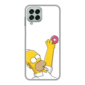 Чехол с Симпсонами для Samsung Galaxy M33 (5G) (M336B) (VPrint) (Гомер с пончиком)