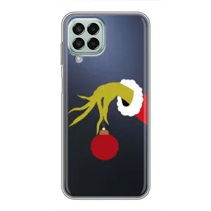 Зимні Чохли для Samsung Galaxy M33 (5G) (М336B) - прозорий фон (Грінч з іграшкою)