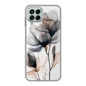 Чехол с цветочным принтом на Самсунг М33 (5G) (Цветы на белом)