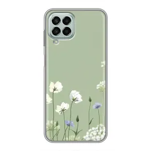 Чехол с цветочным принтом на Самсунг М33 (5G) (Цветы на зеленом)