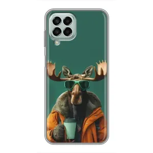 Чохол з принтом стильні тварини для Samsung Galaxy M33 (5G) (М336B) (Лось з кавою)