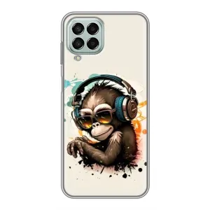 Чохол з Мавпами Samsung Galaxy M33 (5G) (M336B) - (AlphaPrint) (Макака в навушниках)