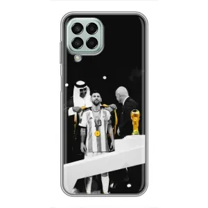 Чехлы для Samsung Galaxy M33 (5G) (M336B) (Leo чемпион) (AlphaPrint) (Месси в накидке)