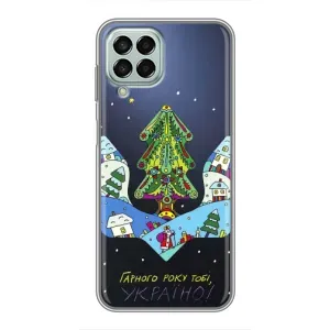 Зимні Чохли для Samsung Galaxy M33 (5G) (М336B) - прозорий фон (Різдвяний герб)