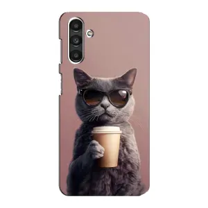 Чохол з принтом стильні тварини для Samsung Galaxy M34 (5G) - Самсунг Ґалаксі M34 (5Джі) (Кіт з кавою)