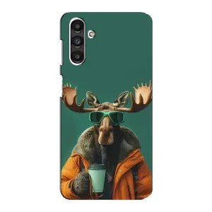 Чохол з принтом стильні тварини для Samsung Galaxy M34 (5G) - Самсунг Ґалаксі M34 (5Джі) (Лось з кавою)