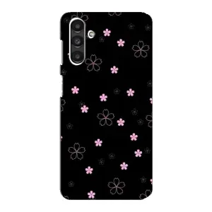 Чехол с розовым рисунком для Samsung Galaxy M34 (5G) (Розовые цветы на черном)