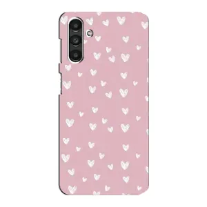 Чехол с розовым рисунком для Samsung Galaxy M34 (5G) (Сердечки на розовом)