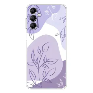 Силиконовый чехол с принтом в цветах на Samsung Galaxy M35 5G (Фиолетовые листья абстракция)