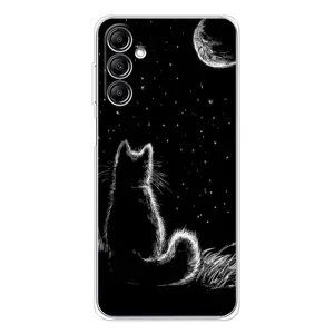 Чохол з принтом для Samsung Galaxy M35 5G (AlphaPrint) Модні коти (Котик і місяць)