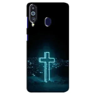 Чехол для Samsung Galaxy M40 (AlphaPrint) - (Христианские) (Крест и город)