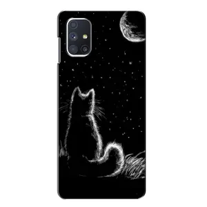 Чохол з принтом для Samsung Galaxy M51 (AlphaPrint) Модні коти (Котик і місяць)