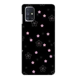 Чохол з розовим принтом для Samsung Galaxy M51 (Рожеві квіти на чорному)