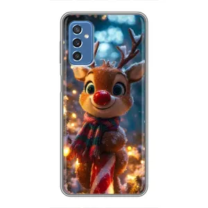 Яркий чехол для Samsung Galaxy M52 5G (M526) с Зимними Оленятами (Олень с шарфом)