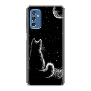 Чохол з принтом для Samsung Galaxy M52 (AlphaPrint) Модні коти (Котик і місяць)