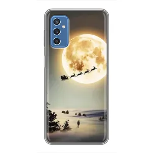 Новорічні, Святкові Чохли для Samsung Galaxy M52 - 2024 год (Санта на місяці)