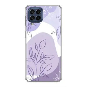 Силиконовый чехол с принтом в цветах на Samsung Galaxy M53 (5G) (M536B) (Фиолетовые листья абстракция)