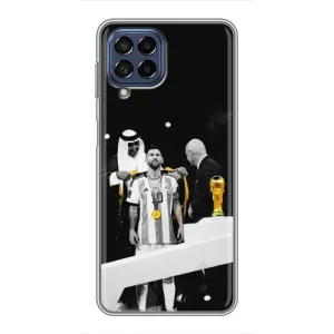 Чехлы для Samsung Galaxy M53 (5G) (M536B) (Leo чемпион) (AlphaPrint) (Месси в накидке)