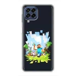 Чехол Майнкрафт на Samsung Galaxy M53 (5G) (M536B) (AlphaPrint) Minecraft (персонажи Minecraft)