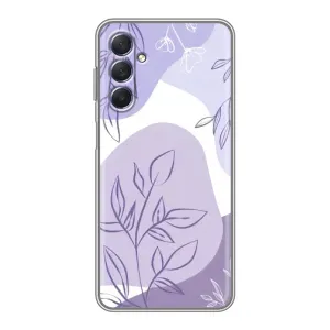 Силиконовый чехол с принтом в цветах на Sansung Galaxy M54 (5G) (Фиолетовые листья абстракция)