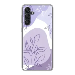 Силиконовый чехол с принтом в цветах на Samsung Galaxy M55 5G (Фиолетовые листья абстракция)