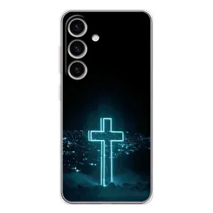 Чехол для Samsung Galaxy M56 (AlphaPrint) - (Христианские) (Крест и город)