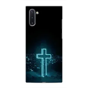 Чехол для Samsung Galaxy Note 10 (AlphaPrint) - (Христианские) (Крест и город)