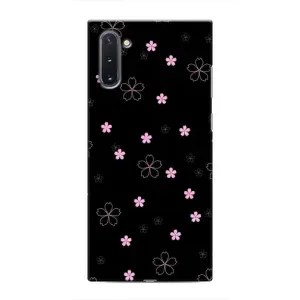 Чехол с розовым рисунком для Samsung Galaxy Note 10 (Розовые цветы на черном)