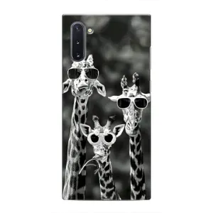 Силиконовый чехол с КАРТИНКАМИ лето для Samsung Galaxy Note 10 (AlphaPrint) (Жирафы в очках)