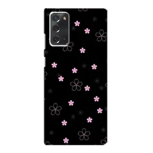 Чохол з розовим принтом для Samsung Galaxy Note 20 (Рожеві квіти на чорному)
