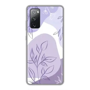 Силиконовый чехол с принтом в цветах на Samsung Galaxy S20 FE (Фиолетовые листья абстракция)