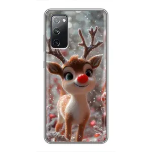 Яркий чехол для Samsung Galaxy S20 FE с Зимними Оленятами (Олень с носом)