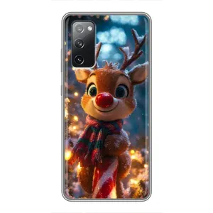 Яркий чехол для Samsung Galaxy S20 FE с Зимними Оленятами (Олень с шарфом)