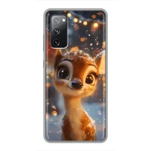 Яркий чехол для Samsung Galaxy S20 FE с Зимними Оленятами (Олененок среди гирлянд)