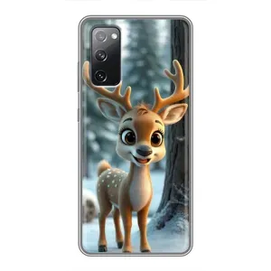 Яркий чехол для Samsung Galaxy S20 FE с Зимними Оленятами (Олененок в лесу)