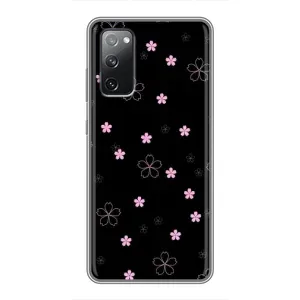 Чохол з розовим принтом для Samsung Galaxy S20 FE (Рожеві квіти на чорному)