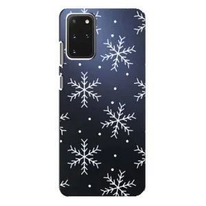 Зимні Чохли для Samsung Galaxy S20 Plus - прозорий фон (Білі сніжинки)