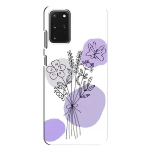Силиконовый чехол с принтом в цветах на Samsung Galaxy S20 Plus (Букет фиолетовая абстракция)