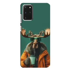 Чохол з принтом стильні тварини для Samsung Galaxy S20 Plus (Лось з кавою)