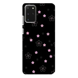 Чехол с розовым рисунком для Samsung Galaxy S20 Plus (Розовые цветы на черном)