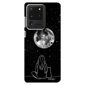Чехол с рисунком кот на Samsung Galaxy S20 Ultra (Девушка с котом)