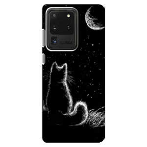 Чехол с принтом для Samsung Galaxy S20 Ultra (AlphaPrint) Модные коты (Котик и луна)