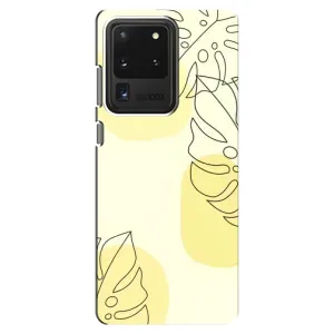 Силиконовый чехол с принтом в цветах на Samsung Galaxy S20 Ultra (Желтая монстера арт)