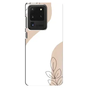 Силиконовый чехол с принтом в цветах на Samsung Galaxy S20 Ultra (Нюдовая веточка абстракция)